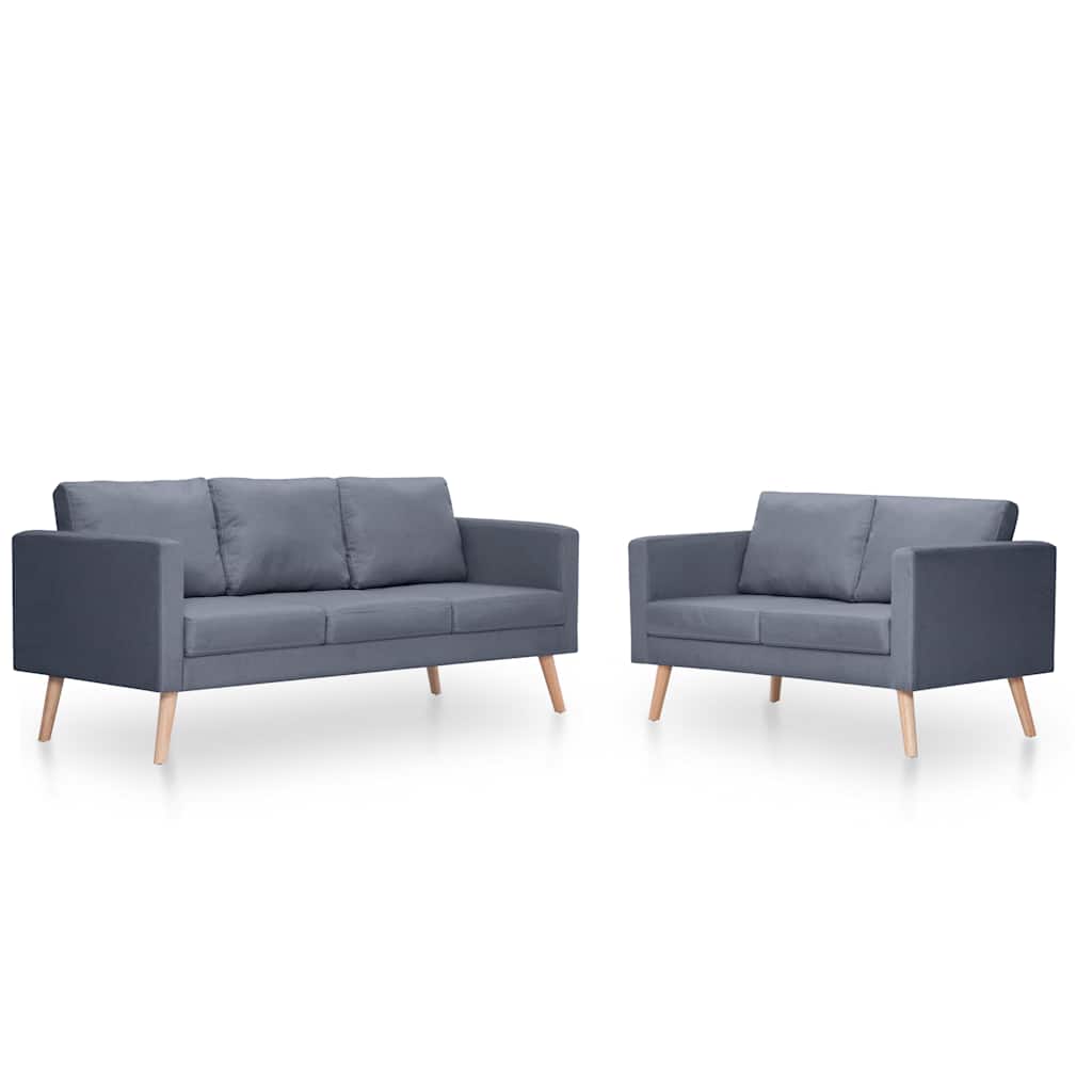Ensemble de canapés 2 places et 3 places en tissu gris foncé