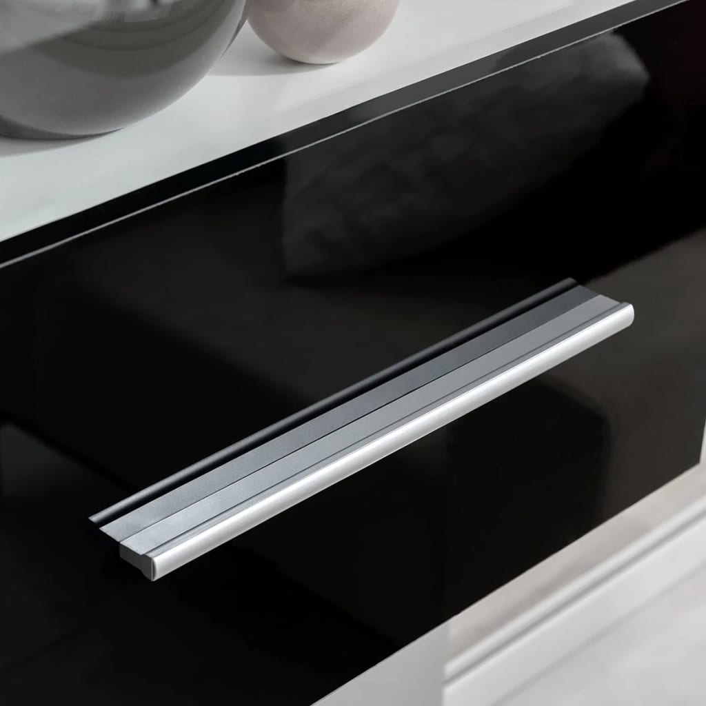 Meuble TV mural 4 pièces avec éclairage LED en noir brillant