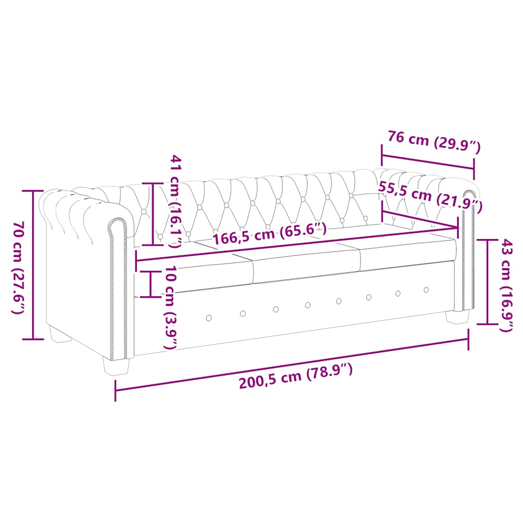Chesterfield-Sofas 2-Sitzer und 3-Sitzer Kunstleder Weiß