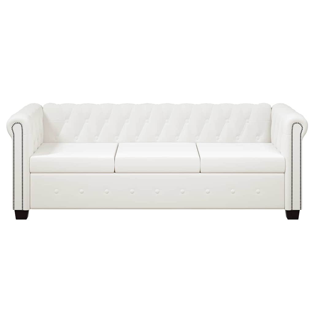 Canapés Chesterfield 2 places et 3 places en similicuir blanc