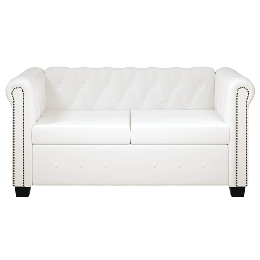 Canapés Chesterfield 2 places et 3 places en similicuir blanc