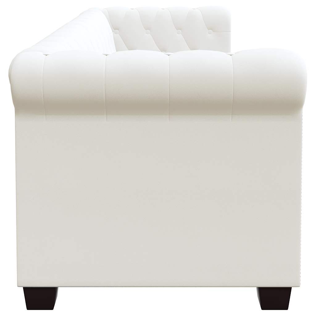 Canapés Chesterfield 2 places et 3 places en similicuir blanc