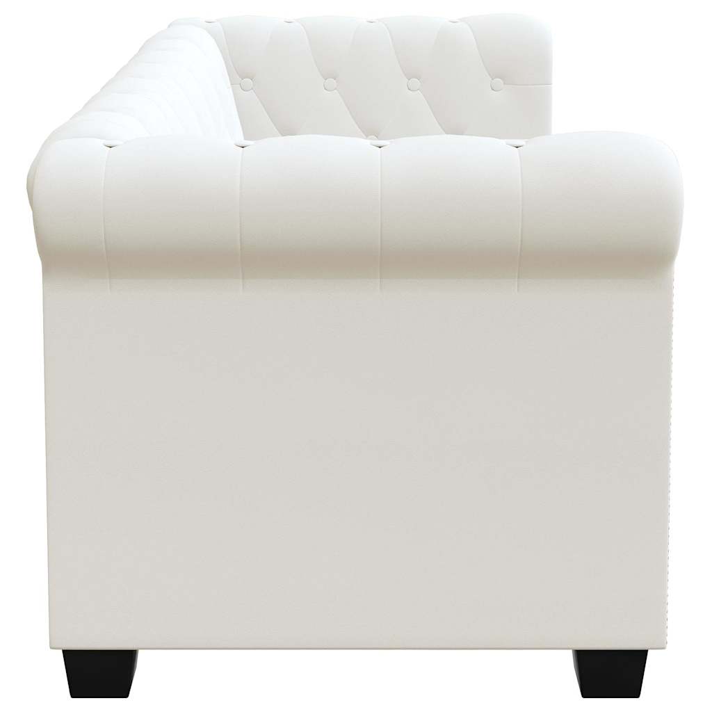Canapés Chesterfield 2 places et 3 places en similicuir blanc