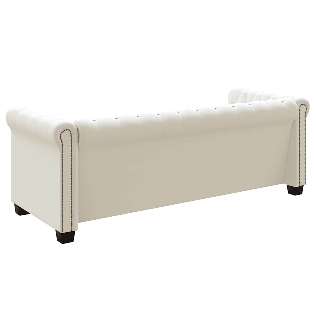 Canapés Chesterfield 2 places et 3 places en similicuir blanc