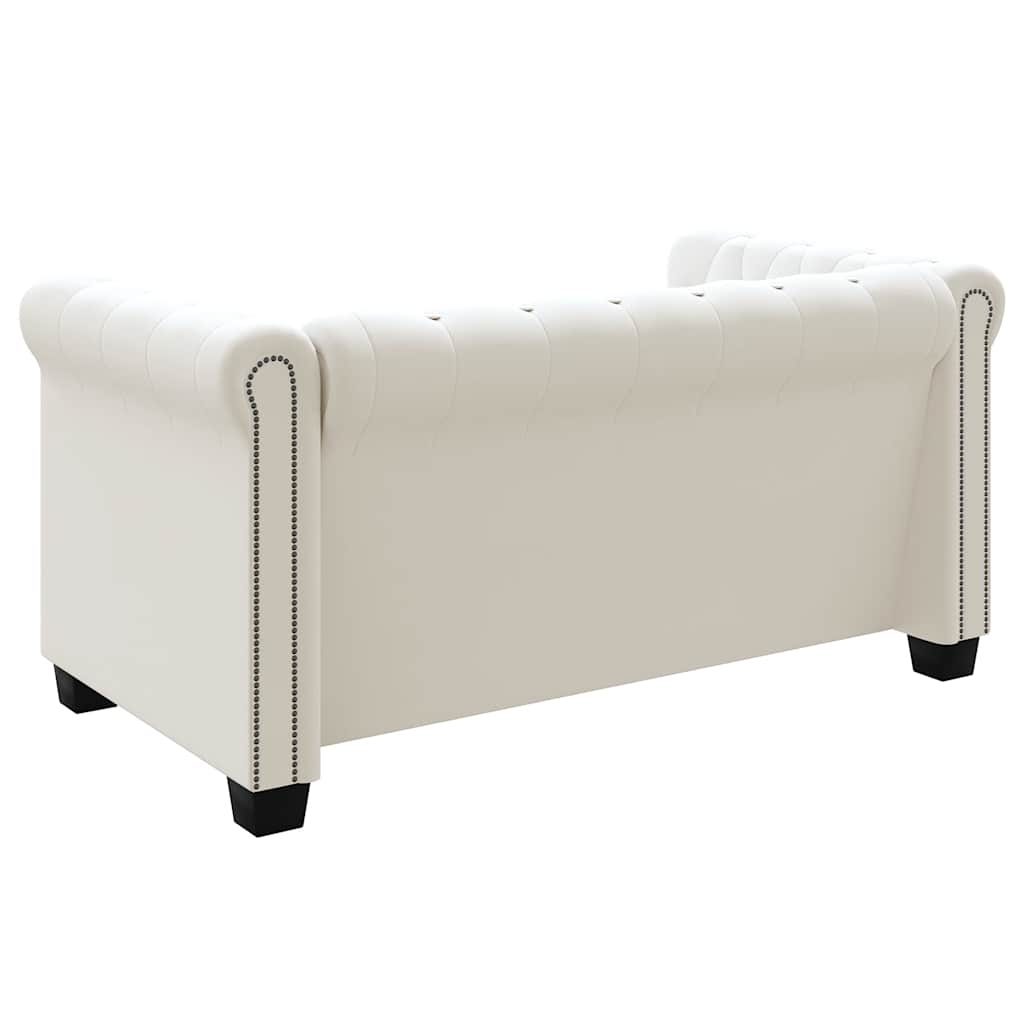 Canapés Chesterfield 2 places et 3 places en similicuir blanc