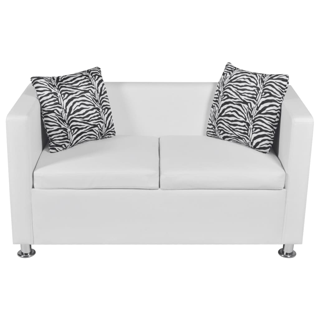 Sofa 2-Sitzer Kunstleder Weiß