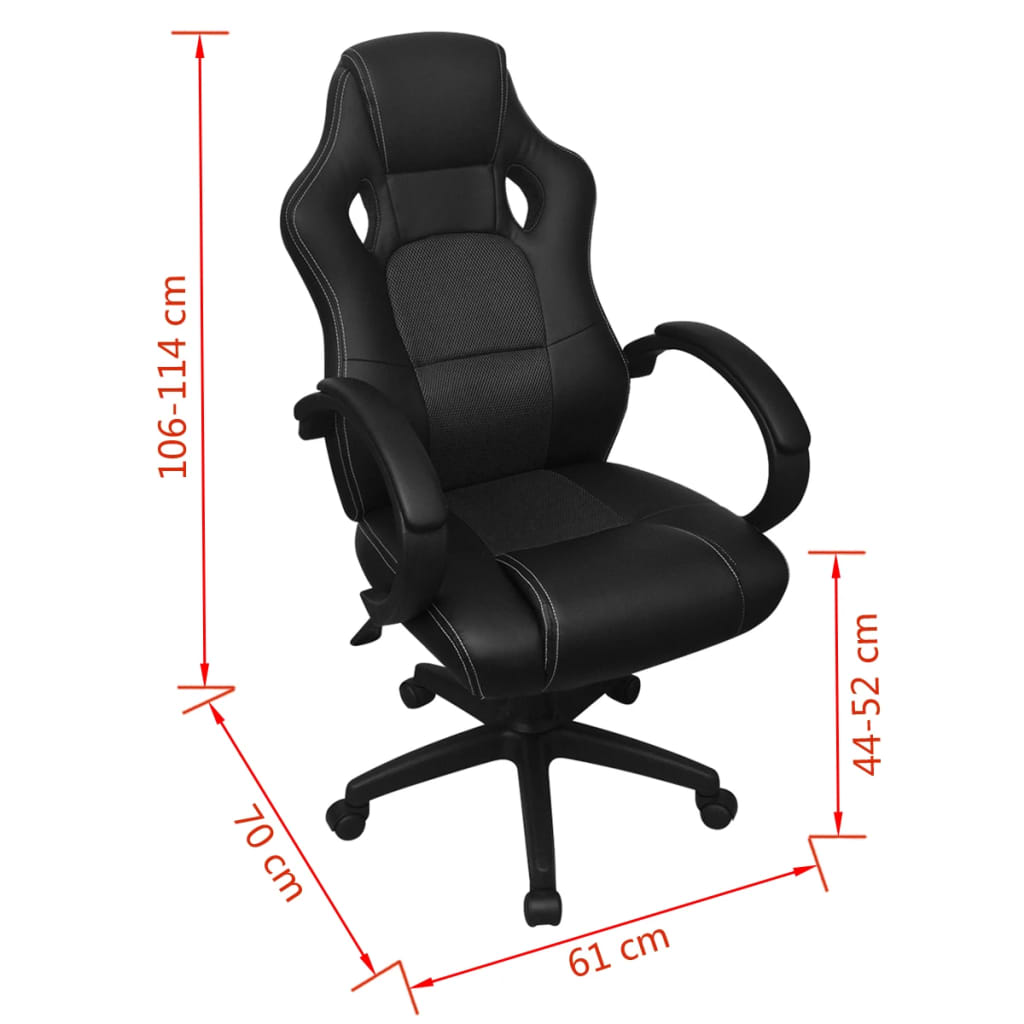Racing Bürostuhl Schwarz Kunstleder
