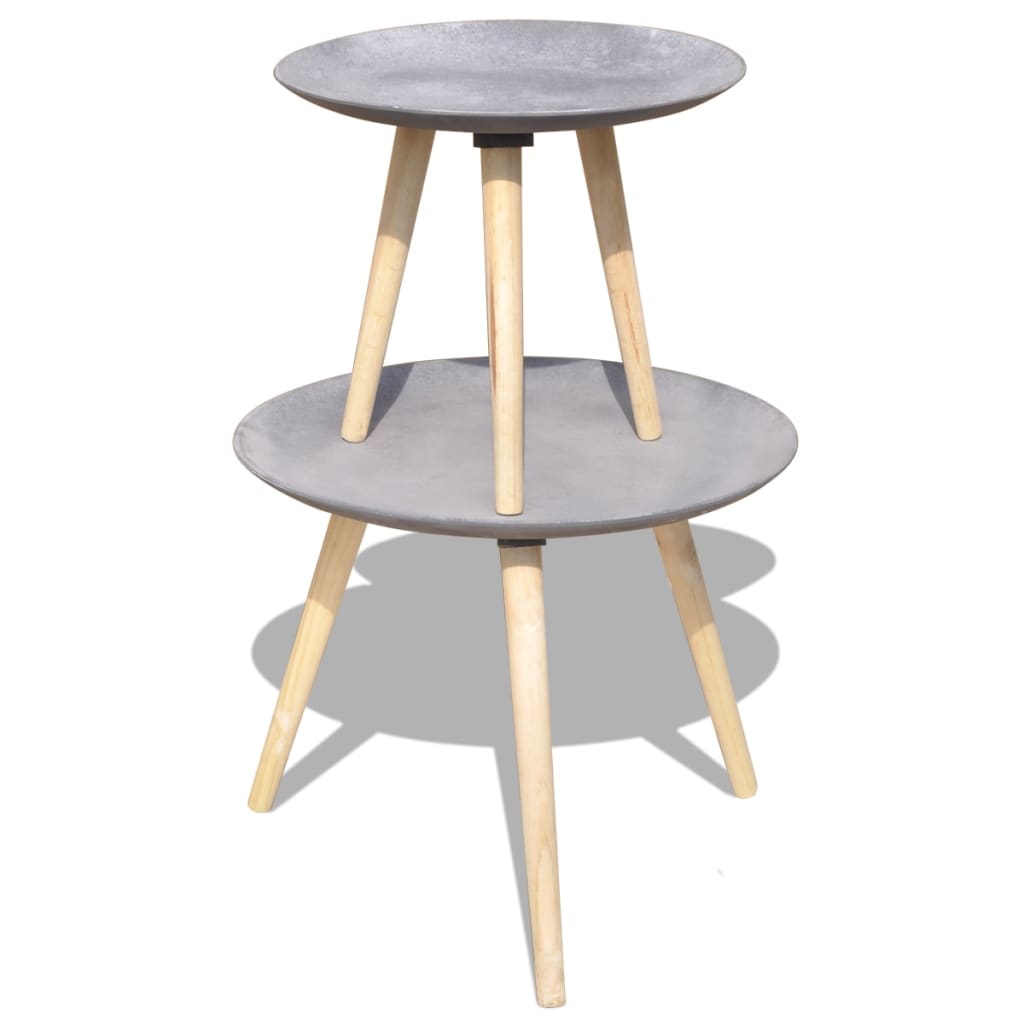 2-tlg. Beistelltisch/Couchtisch-Set 55 cm & 44 cm Betongrau