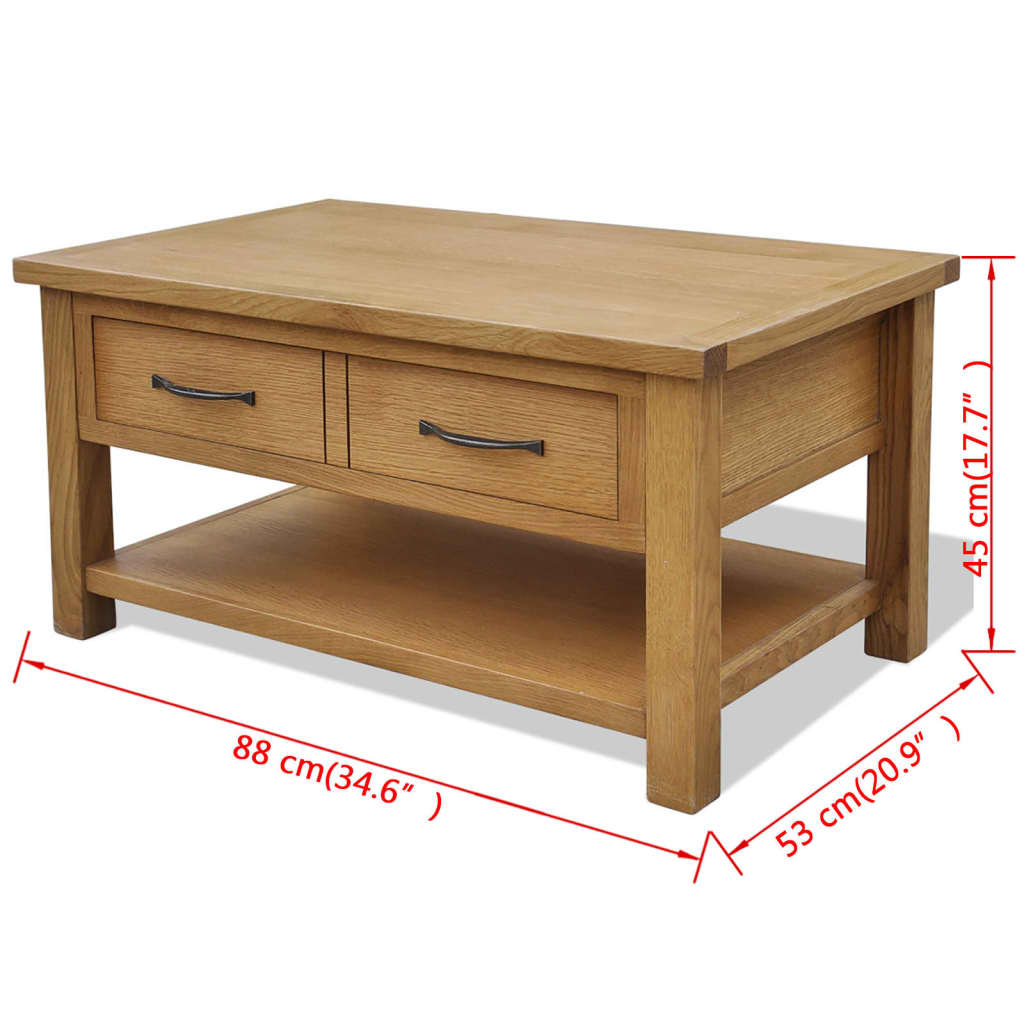 Couchtisch 88x53x45 cm Massivholz Eiche