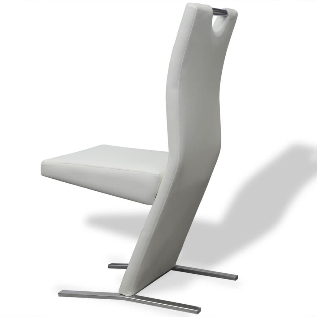 Esszimmerstühle 2 Stk. Weiß Kunstleder