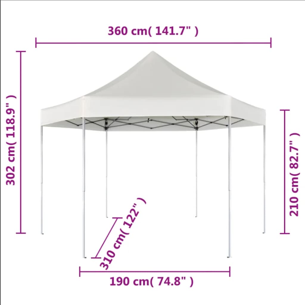 Pop-Up-Partyzelt Hexagonal Faltbar Cremeweiß 3,6x3,1 m