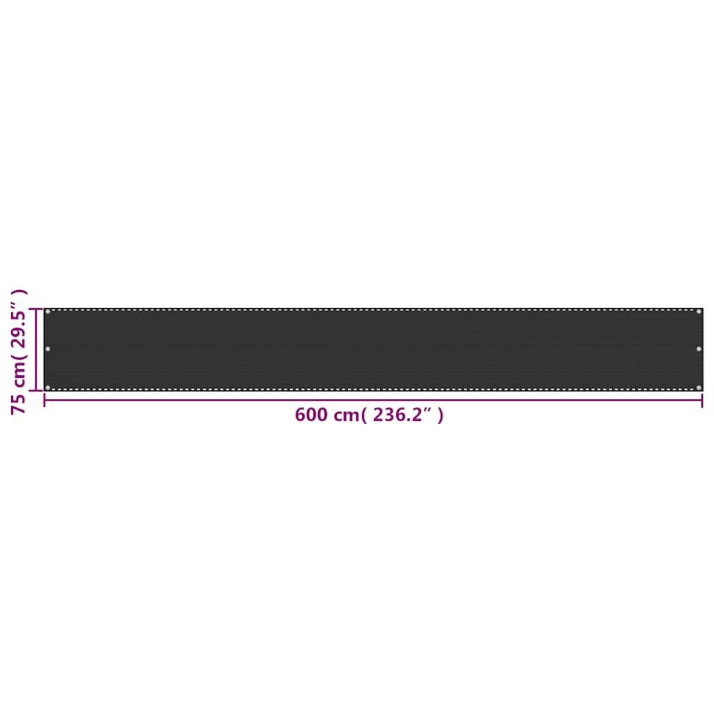 Balkonsichtschutz HDPE 75x600 cm Anthrazit