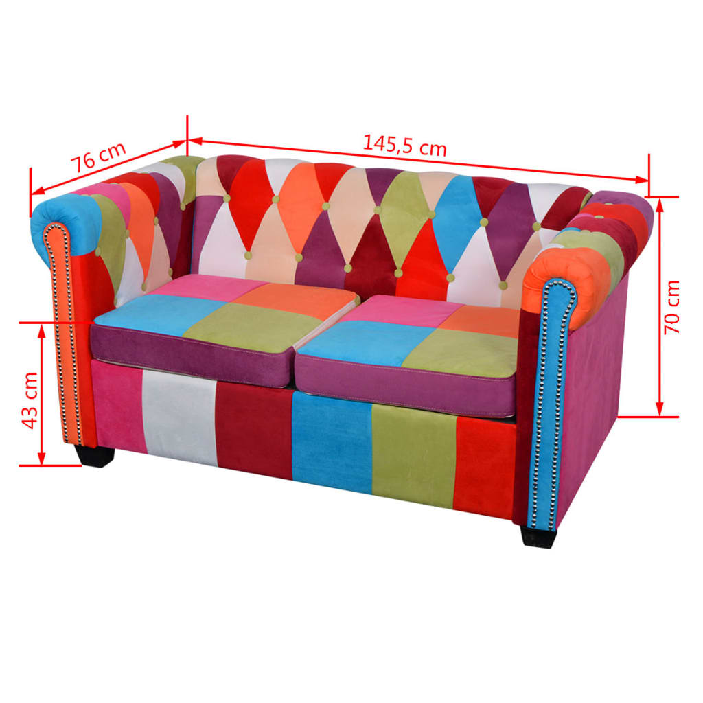 Chesterfield-Sofa 2-Sitzer-Sofa Stoff
