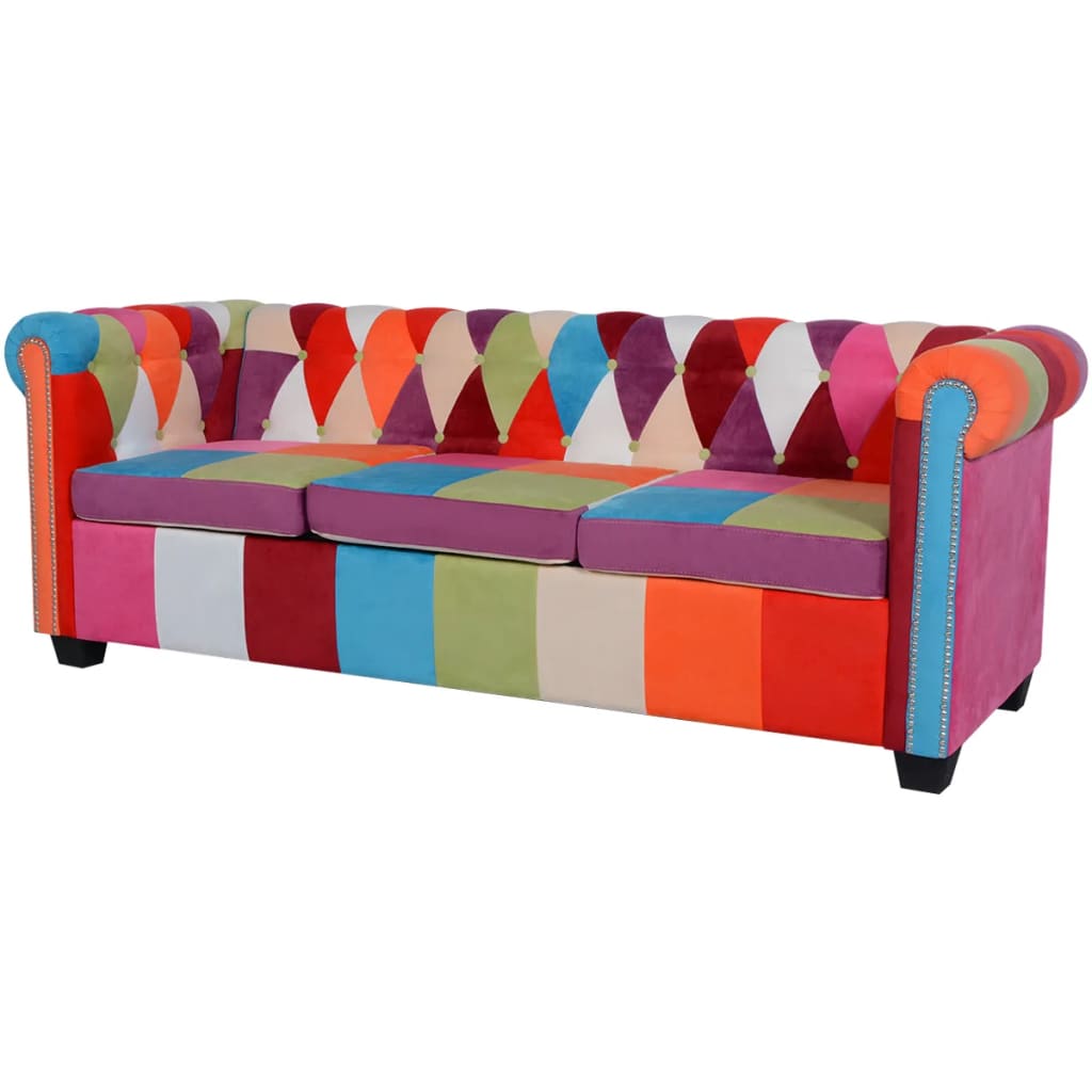 Canapé Chesterfield 3 places en tissu