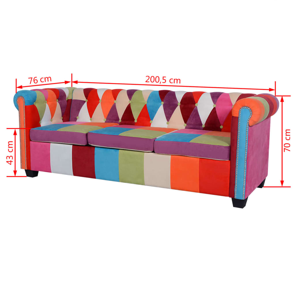 Canapé Chesterfield 3 places en tissu