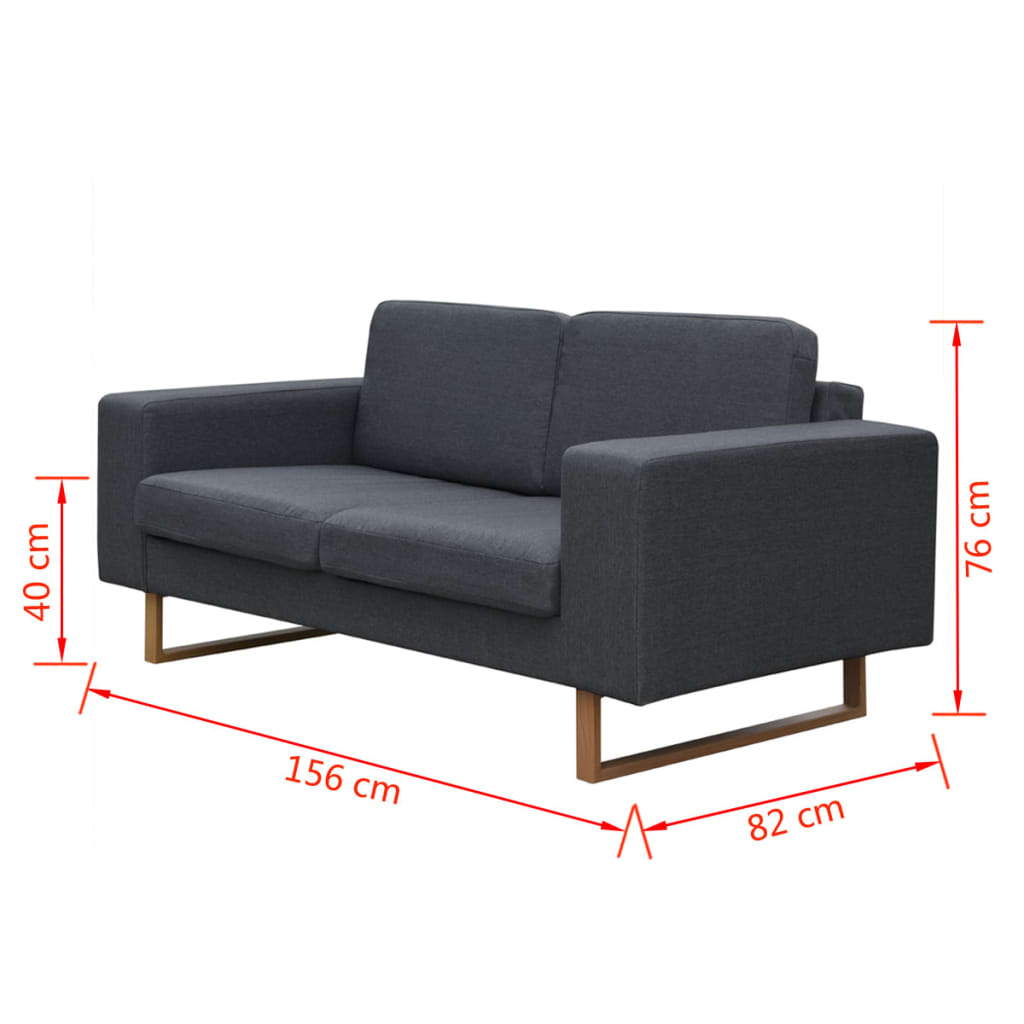 Sofa 2-Sitzer Stoff Dunkelgrau