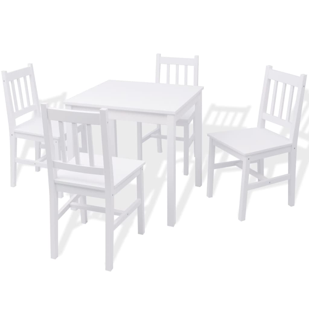 Ensemble de table à manger cinq pièces en pin blanc