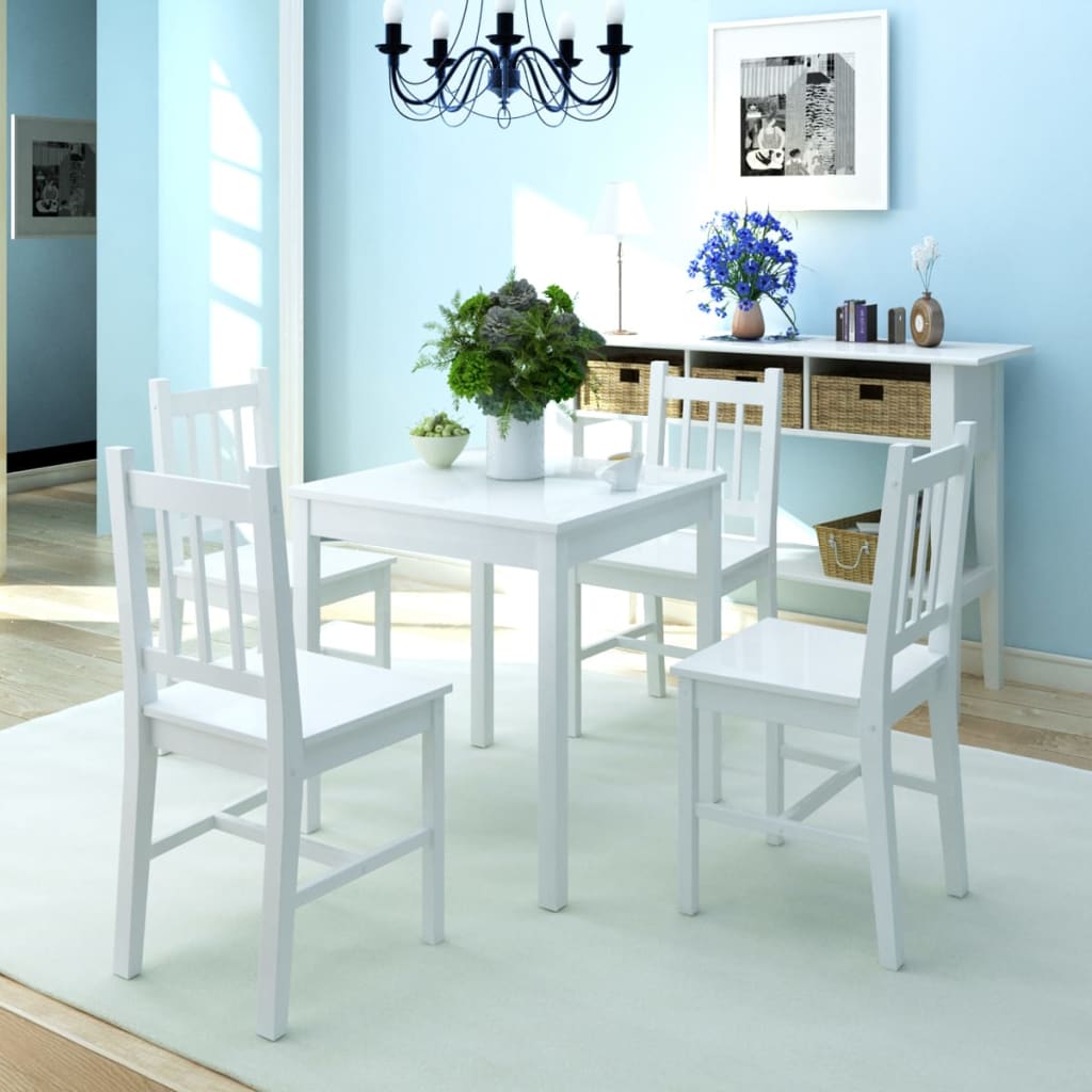 Ensemble de table à manger cinq pièces en pin blanc