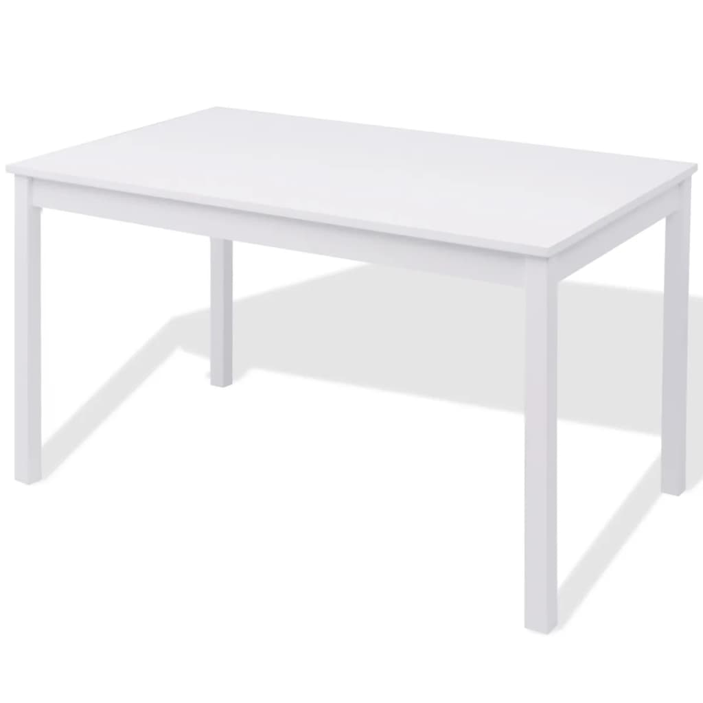 Seven-piece dining table set pinewood white