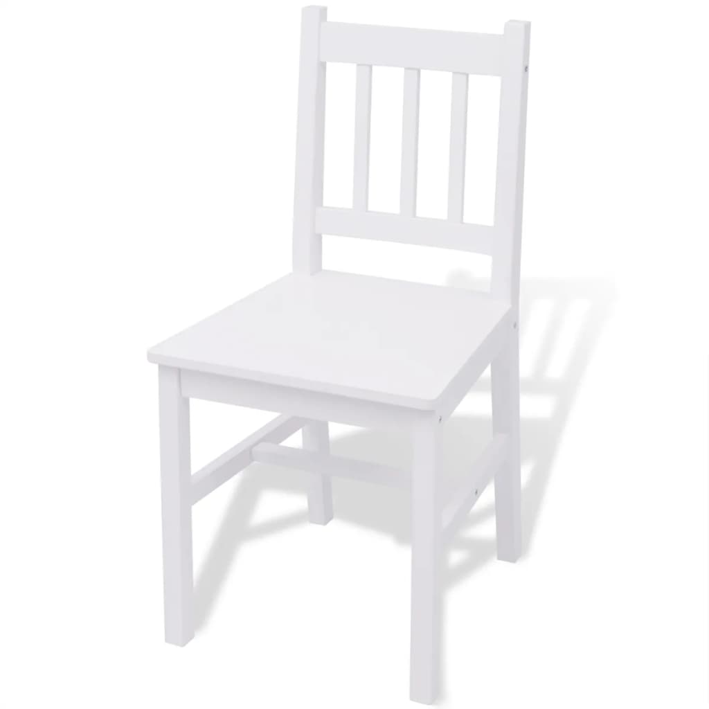 Seven-piece dining table set pinewood white