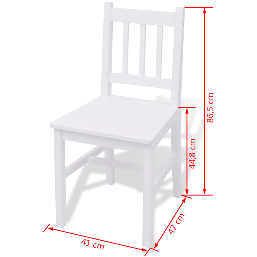 Seven-piece dining table set pinewood white