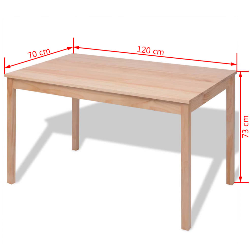 Seven-piece pinewood dining table set