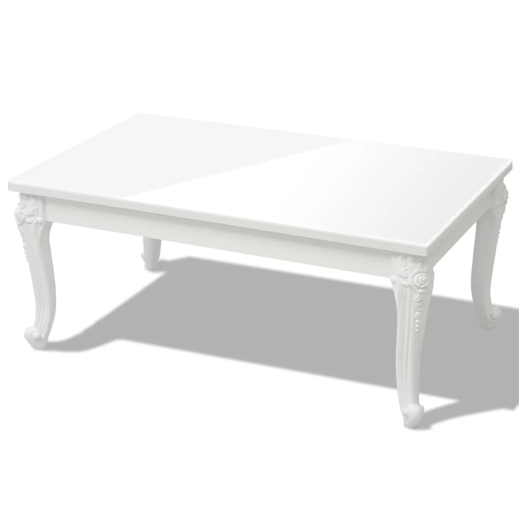 Table basse 100x60x42 cm blanc brillant