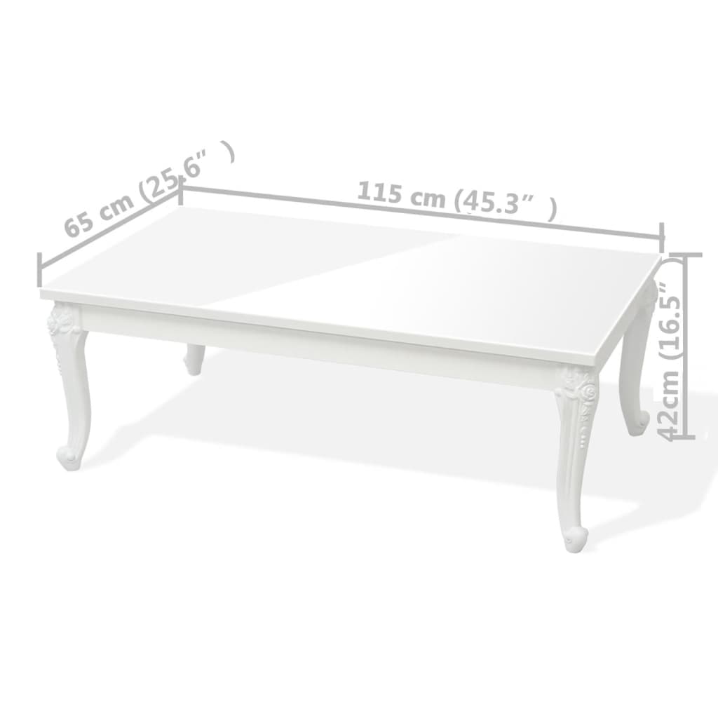 Coffee table 115×65×42 cm high-gloss white
