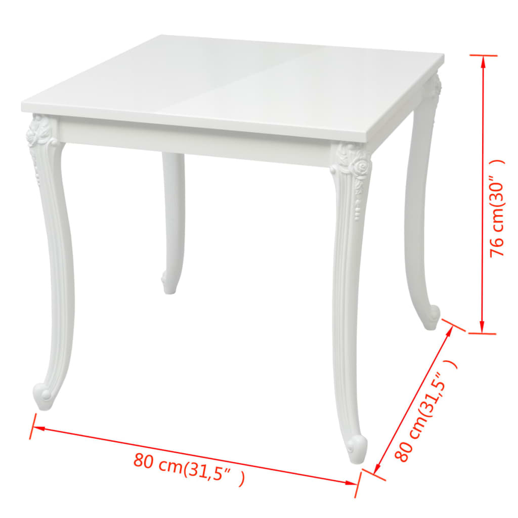 Dining table 80x80x76 cm high-gloss white