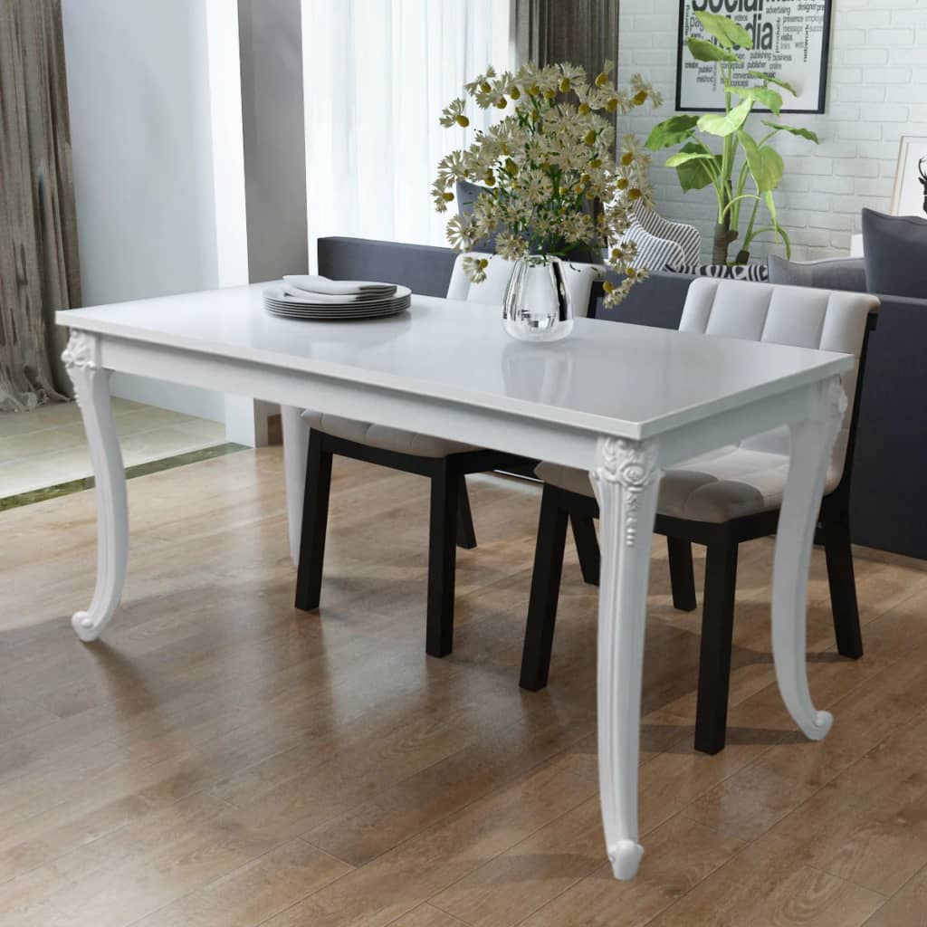 Table à manger 116 x 66 x 76 cm blanc brillant