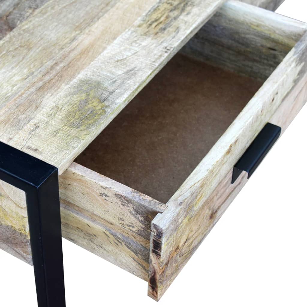 Table basse avec 2 tiroirs, bois de manguier massif, 100x60x40 cm
