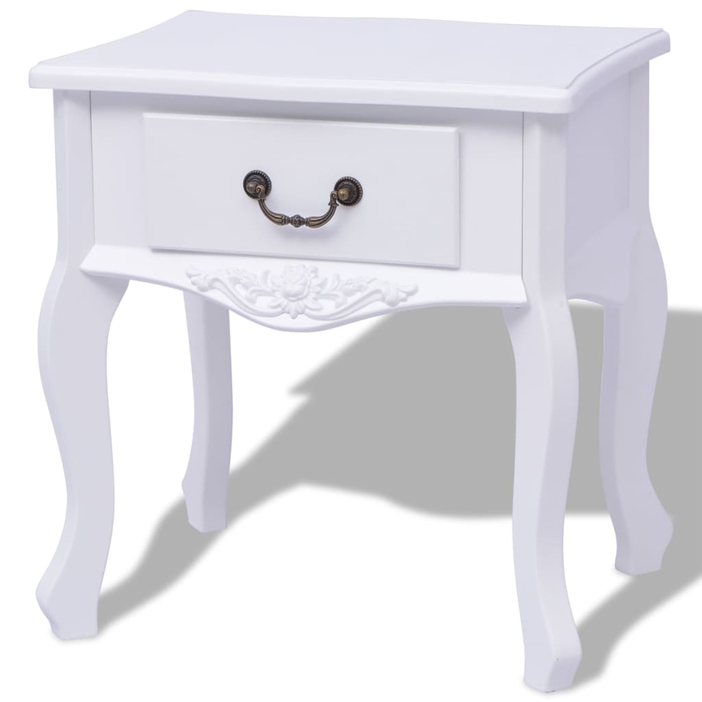 Bedside tables two pieces white MDF