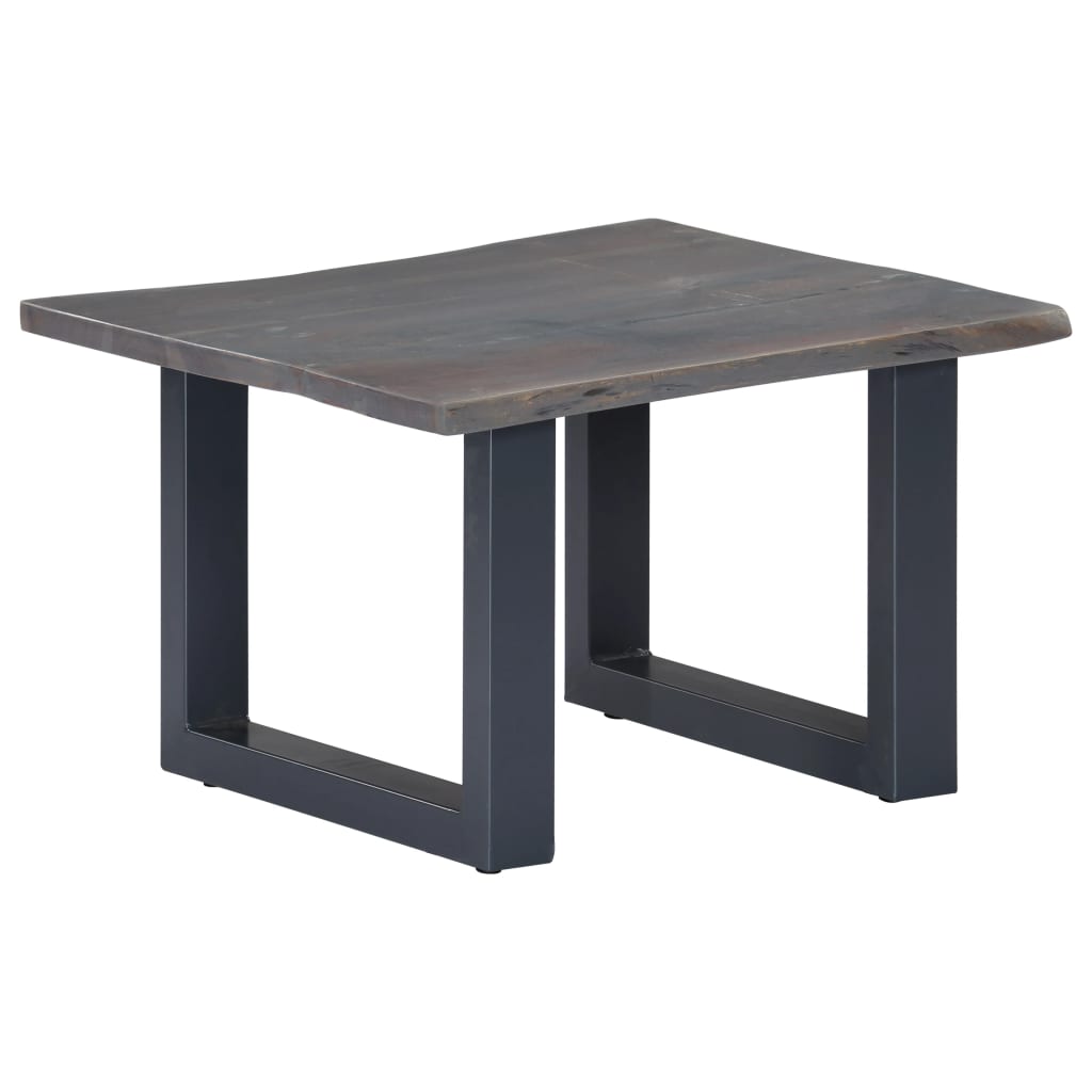 Coffee table with natural edges grey 60x60x40 cm solid acacia wood