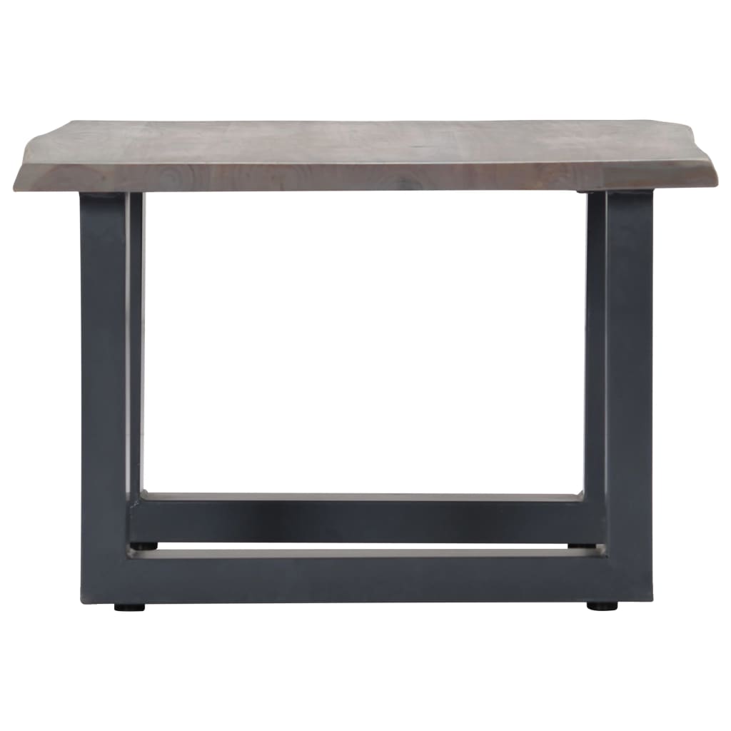 Coffee table with natural edges grey 60x60x40 cm solid acacia wood