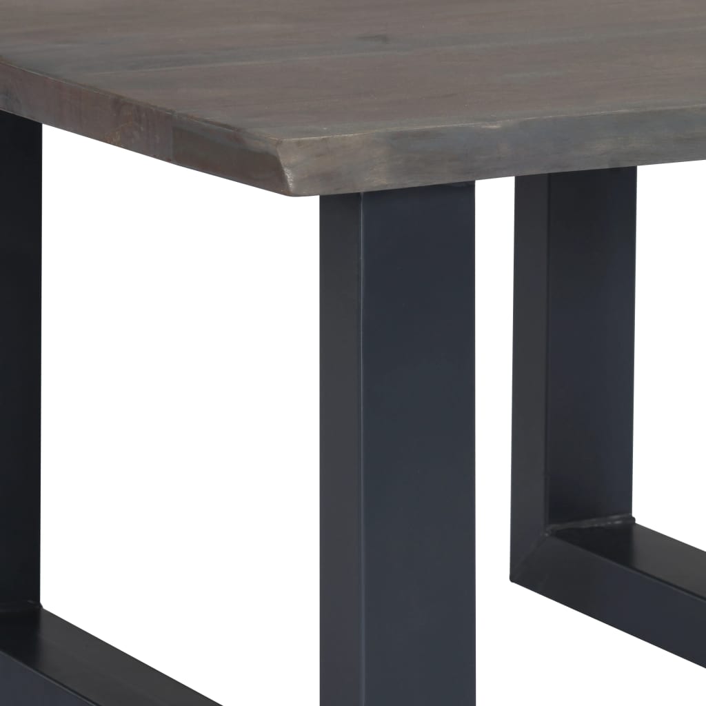 Coffee table with natural edges grey 60x60x40 cm solid acacia wood