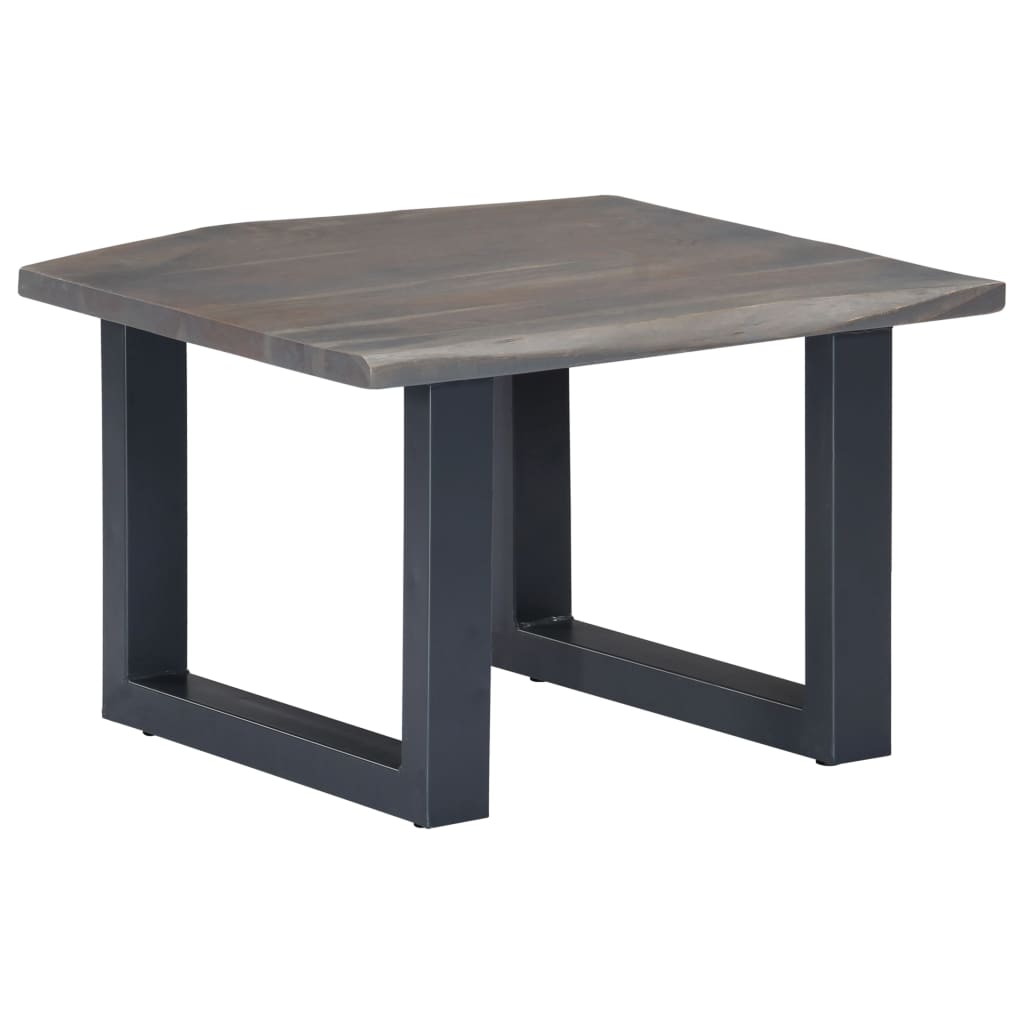Coffee table with natural edges grey 60x60x40 cm solid acacia wood
