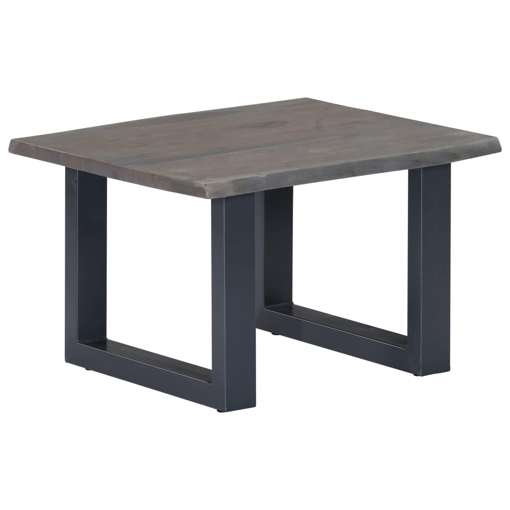Coffee table with natural edges grey 60x60x40 cm solid acacia wood