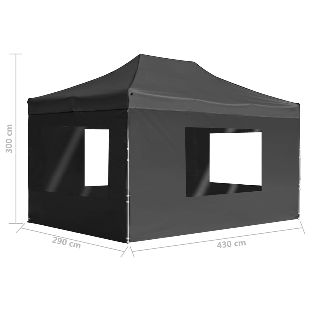 Professional Party Tent Foldable with Walls Aluminum 4.5×3m Anthracite