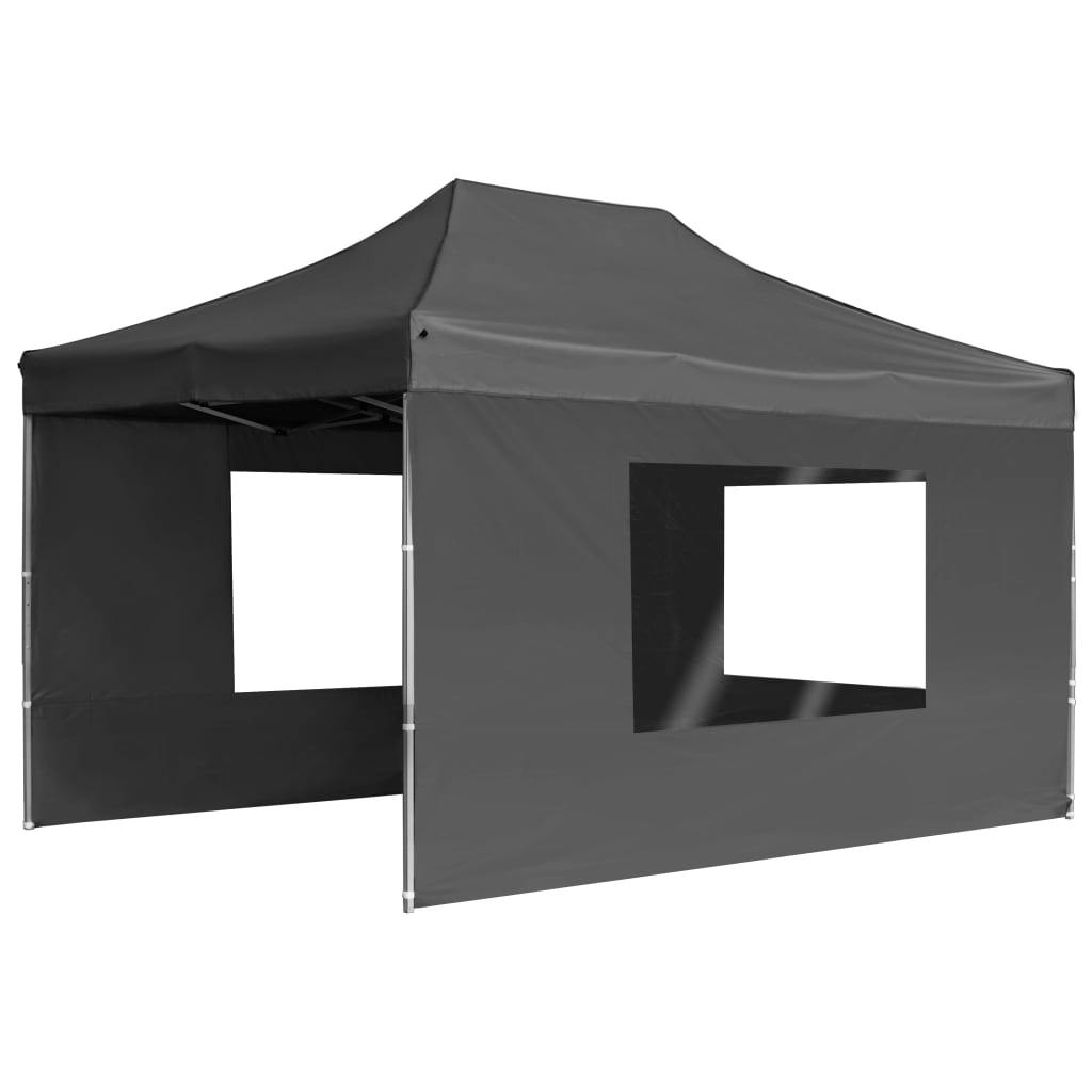 Professional Party Tent Foldable with Walls Aluminum 4.5×3m Anthracite