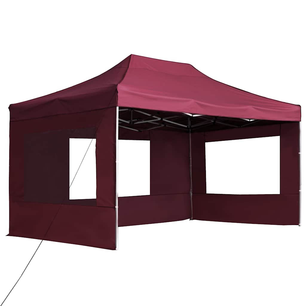 Profi-Partyzelt Faltbar mit Wänden Aluminium 4,5×3m Weinrot
