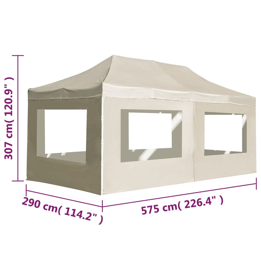 Tente de réception professionnelle pliable avec parois en aluminium 6×3m crème