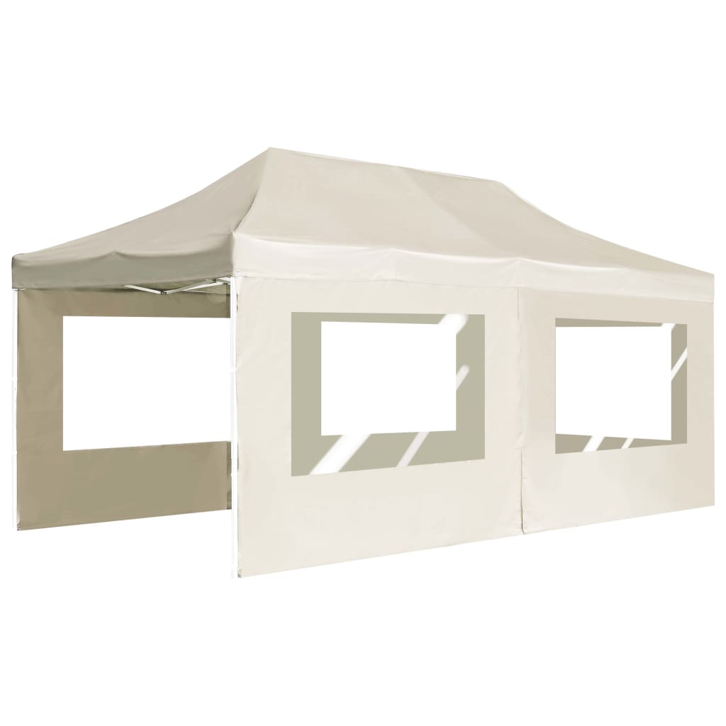 Tente de réception professionnelle pliable avec parois en aluminium 6×3m crème