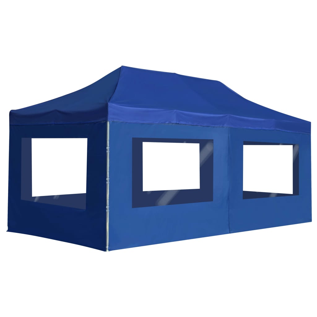 Tente de réception professionnelle pliable avec parois en aluminium 6×3m bleu