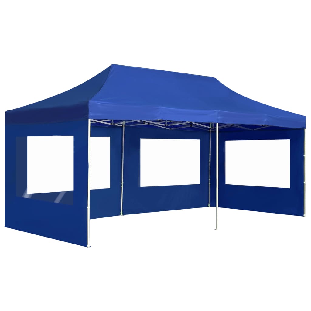 Tente de réception professionnelle pliable avec parois en aluminium 6×3m bleu