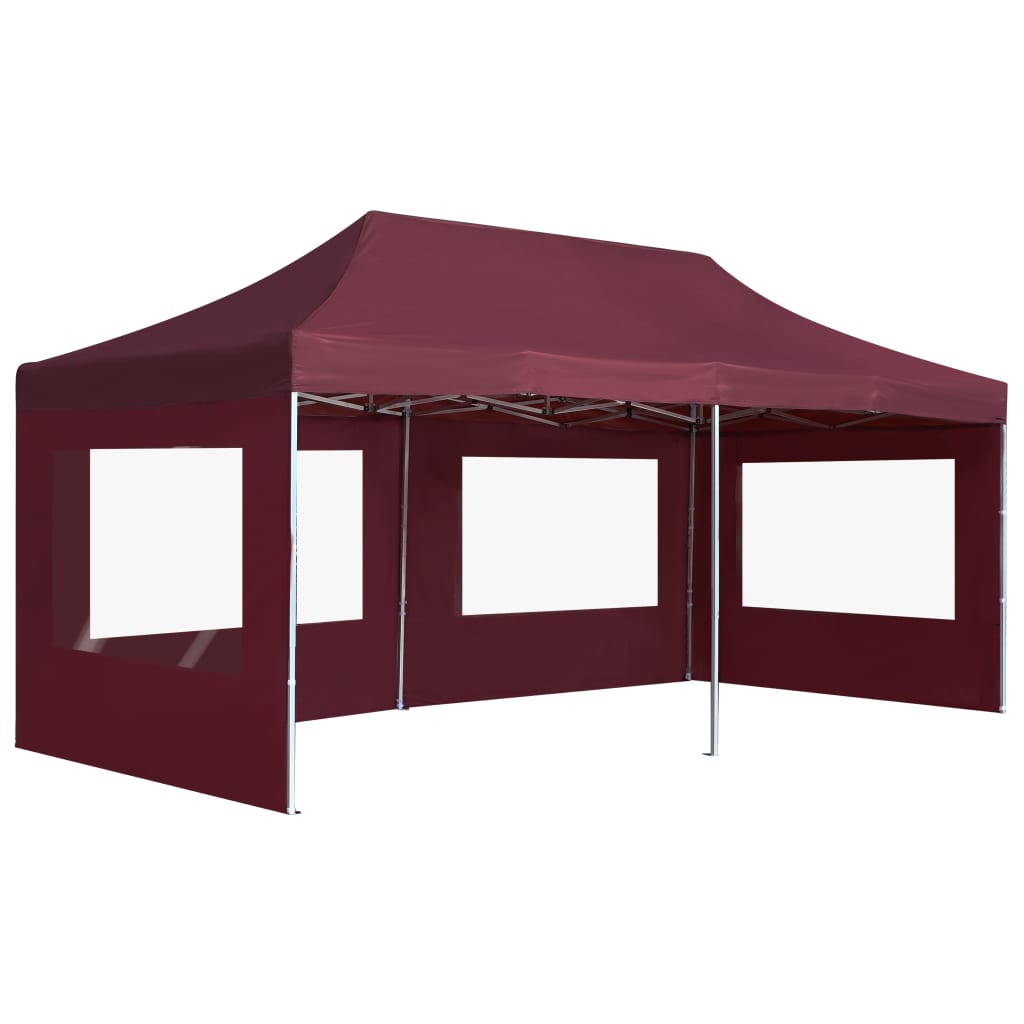 Profi-Partyzelt Faltbar mit Wänden Aluminium 6×3m Weinrot