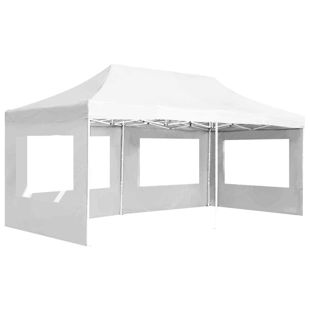 Tente de réception professionnelle pliable avec parois en aluminium 6×3m blanche