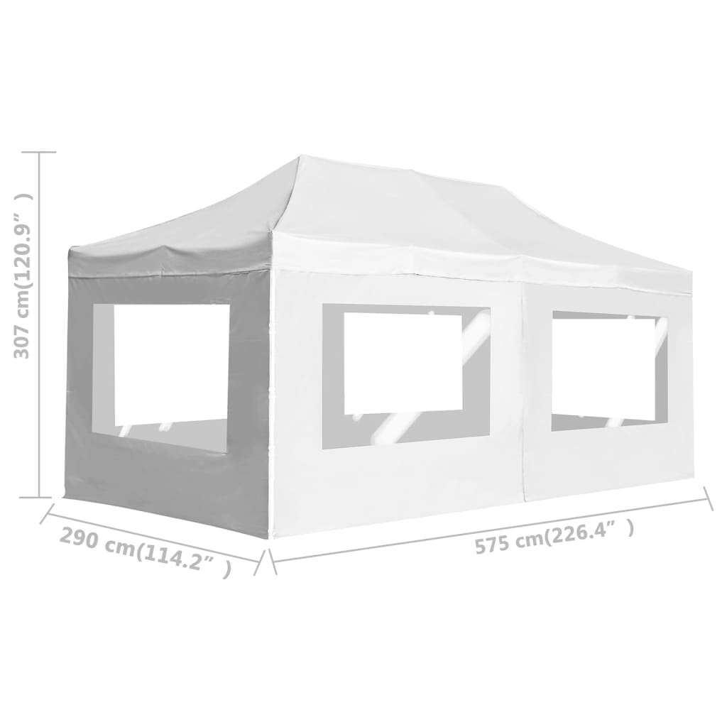Tente de réception professionnelle pliable avec parois en aluminium 6×3m blanche