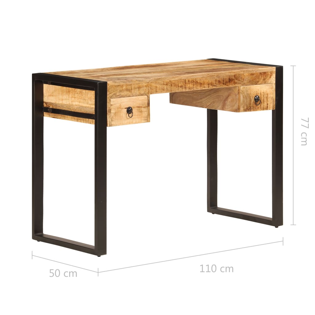 Bureau avec 2 tiroirs 110 x 50 x 77 cm en bois de manguier massif