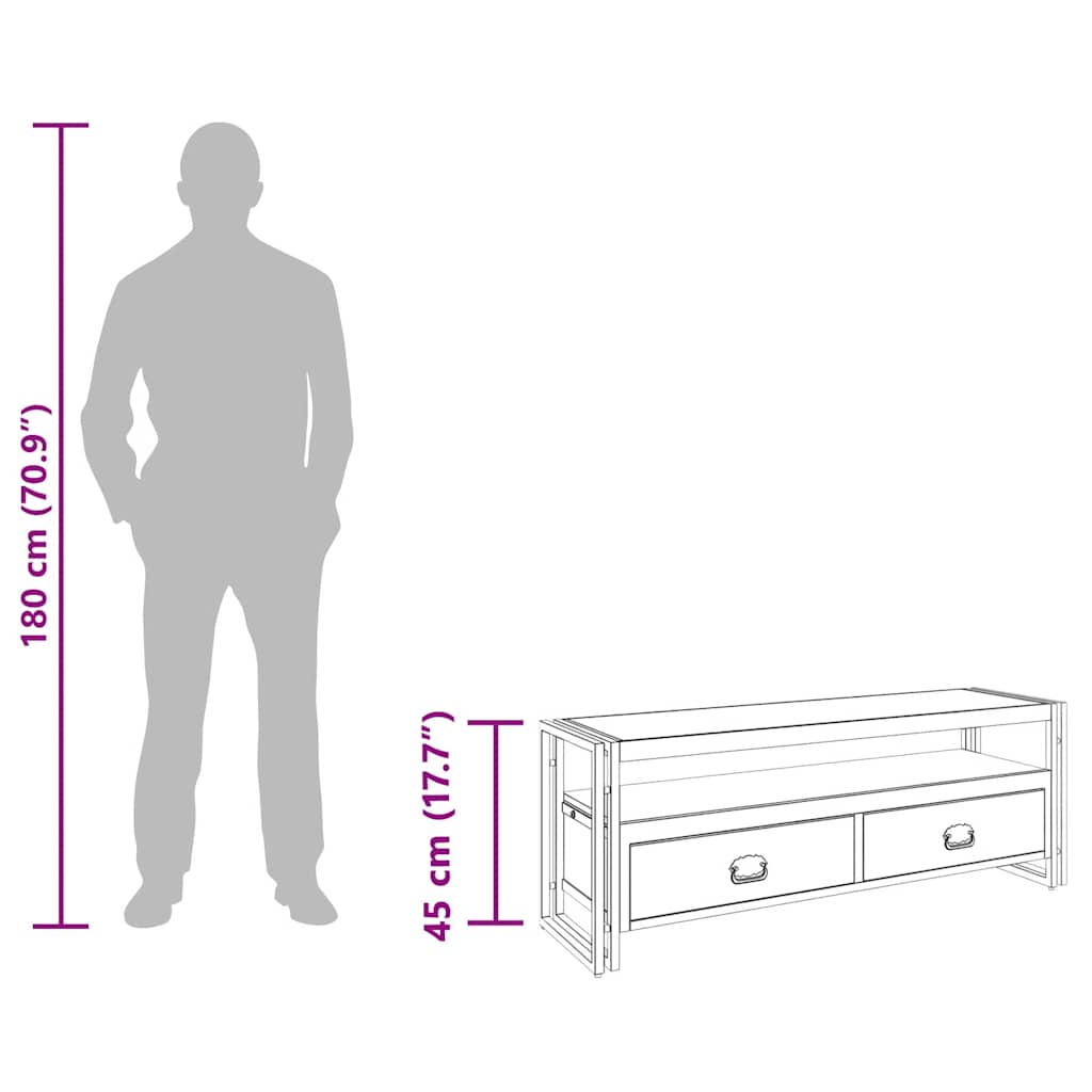 TV-Schrank 120x35x45 cm Massivholz Mango