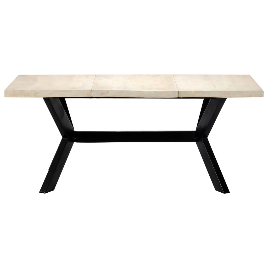 Table à manger blanche 180 x 90 x 75 cm en bois de manguier massif